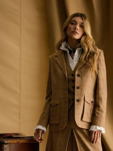 Coats and Jackets Women Joules Check Tweed Suit Blazer