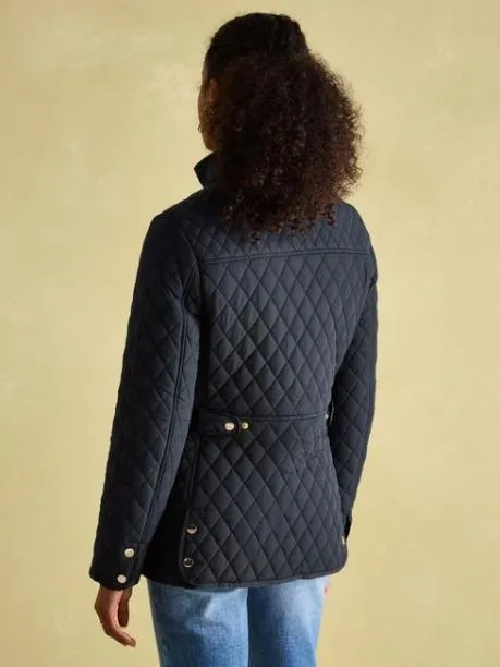 Coats and Jackets Women Joules Navy Blue Showerproof Diamond Quilted Coat