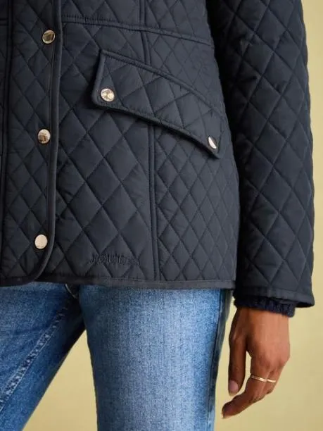 Coats and Jackets Women Joules Navy Blue Showerproof Diamond Quilted Coat