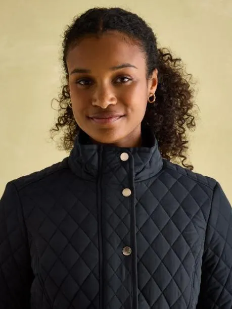 Coats and Jackets Women Joules Navy Blue Showerproof Diamond Quilted Coat