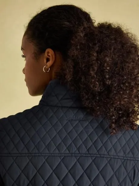 Coats and Jackets Women Joules Navy Blue Showerproof Diamond Quilted Coat