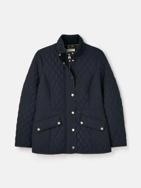 Coats and Jackets Women Joules Navy Blue Showerproof Diamond Quilted Coat