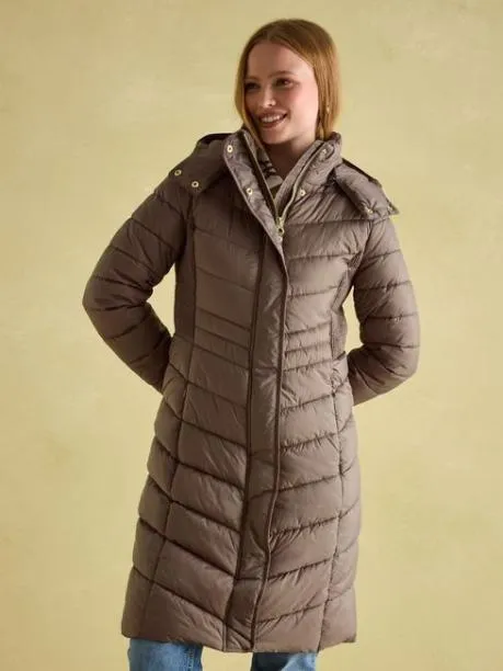Coats and Jackets Women Joules Neutral Showerproof Longline Padded Coat With Hood Coats and Jackets Women Joules Neutral Showerproof Longline Padded Coat With Hood
