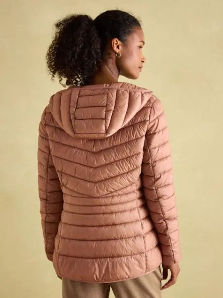 Coats and Jackets Women Joules Pink Showerproof Padded Coat With Hood