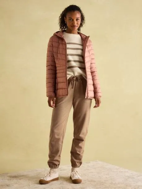Coats and Jackets Women Joules Pink Showerproof Padded Coat With Hood