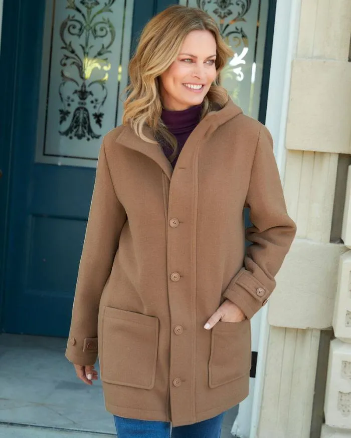 Cotton Traders Coats and Jackets WoolLook Hooded Coat 8211 WomenMenUnisex