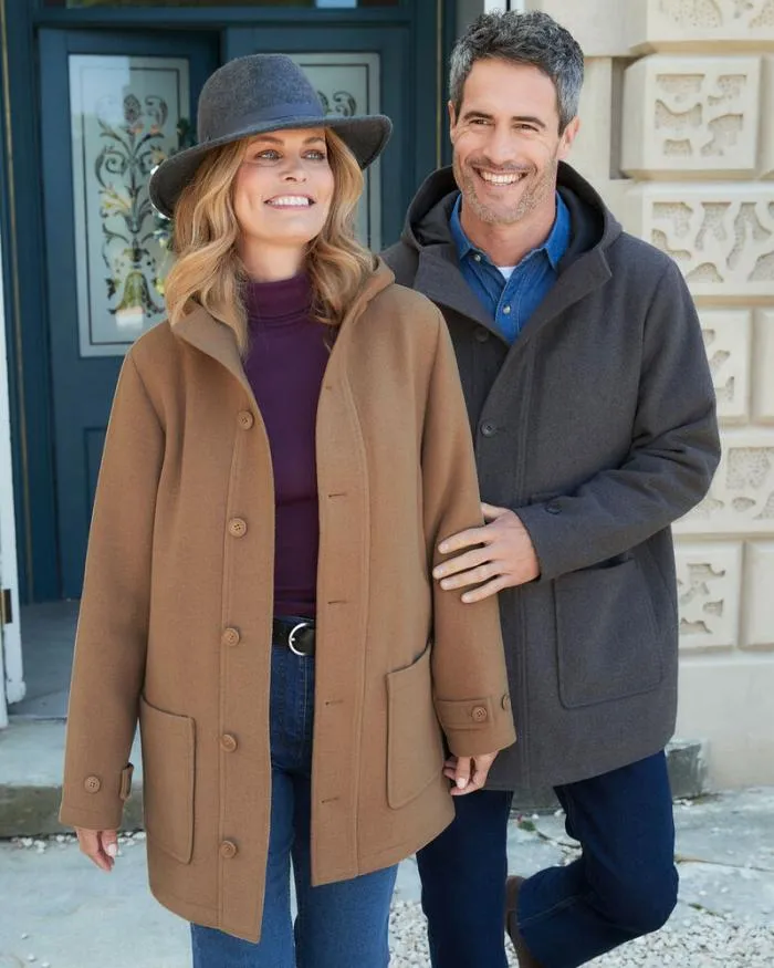 Cotton Traders Coats and Jackets WoolLook Hooded Coat 8211 WomenMenUnisex