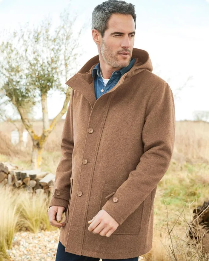 Cotton Traders Coats and Jackets WoolLook Hooded Coat 8211 WomenMenUnisex