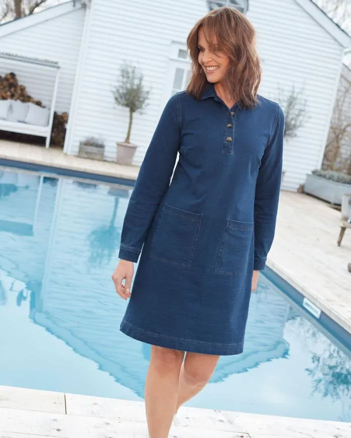Cotton Traders Dresses Madison Jersey Denim Dress 8211 Grey 8211 Women