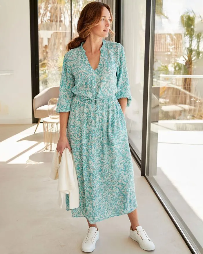 Cotton Traders Dresses TieWaist Print Maxi Dress 8211 Women