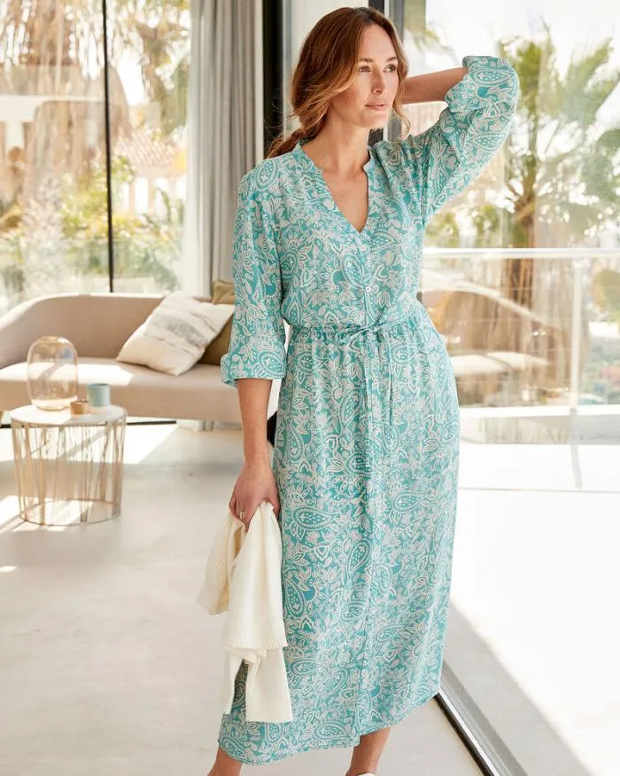 Cotton Traders Dresses TieWaist Print Maxi Dress 8211 Women
