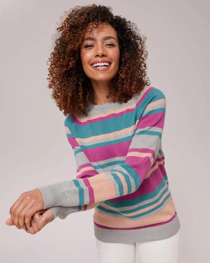 Cotton Traders Knitwear Essential Cotton Crew Neck Stripe Jumper 8211 Women
