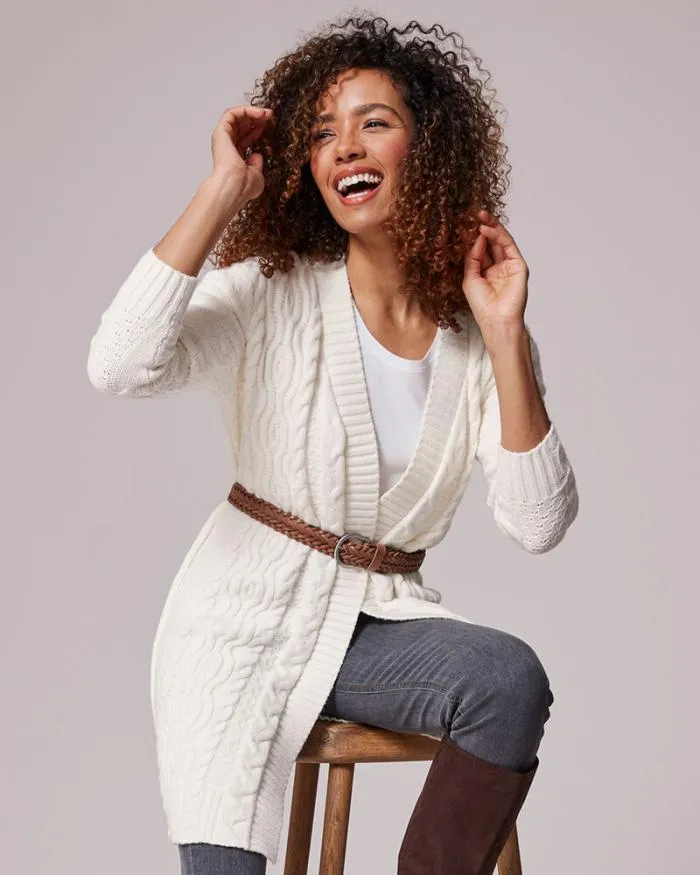 Cotton Traders Knitwear Longline Cable Cardigan 8211 Women