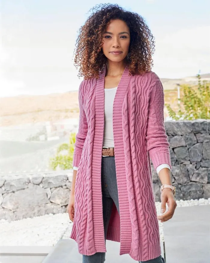 Cotton Traders Knitwear Longline Cable Cardigan 8211 Women