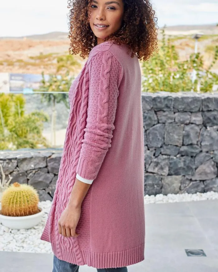 Cotton Traders Knitwear Longline Cable Cardigan 8211 Women