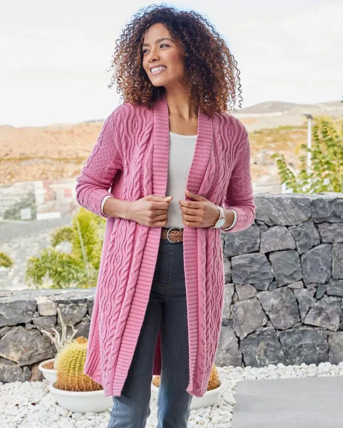 Cotton Traders Knitwear Longline Cable Cardigan 8211 Women