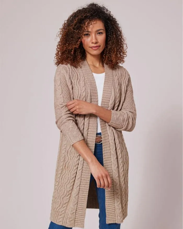 Cotton Traders Knitwear Longline Cable Cardigan 8211 Women