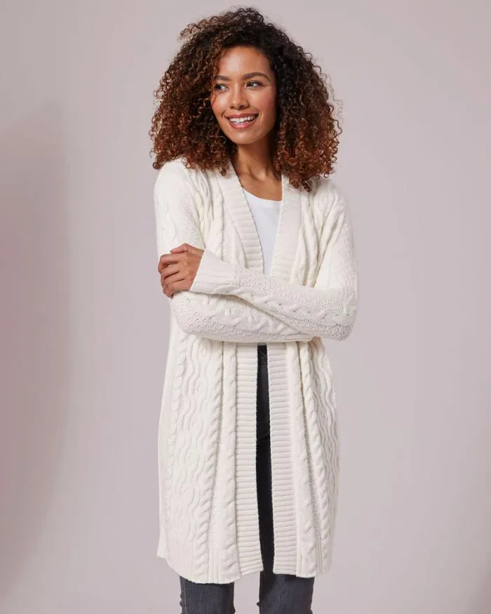 Cotton Traders Knitwear Longline Cable Cardigan 8211 Women