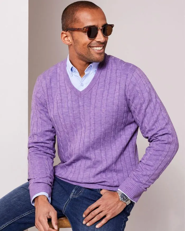 Cotton Traders Knitwear Luxury Soft Touch Cable Jumper 8211 Men