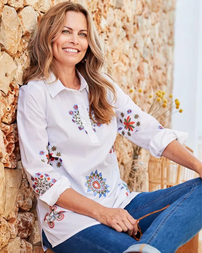 Cotton Traders Shirts and Blouses Mandala Embroidered Cotton Overshirt 8211 Women Cotton Traders Shirts and Blouses Mandala Embroidered Cotton Overshirt 8211 Women