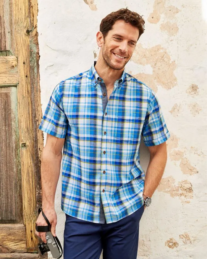 Cotton Traders Shirts Short Sleeve Madras Shirt 8211 Men