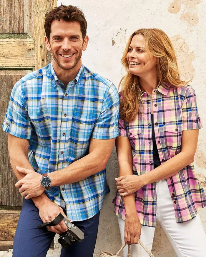 Cotton Traders Shirts Short Sleeve Madras Shirt 8211 Men