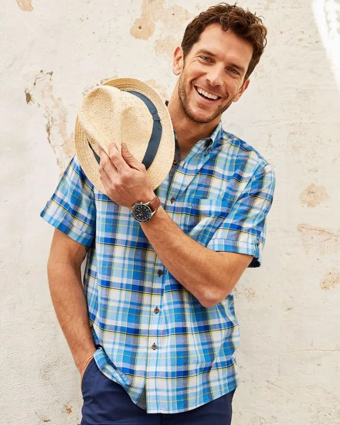 Cotton Traders Shirts Short Sleeve Madras Shirt 8211 Men