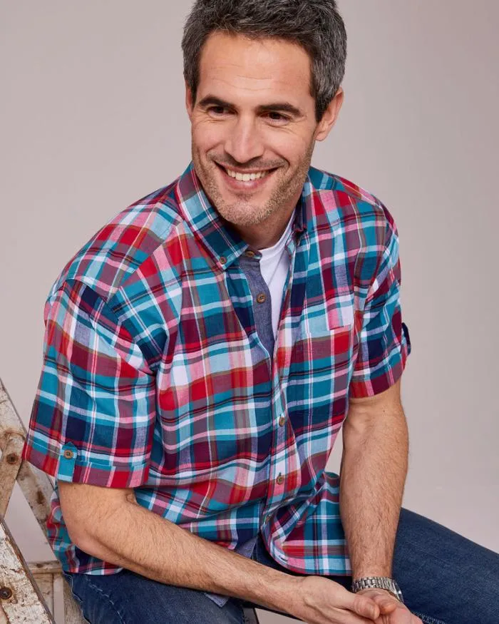 Cotton Traders Shirts Short Sleeve Madras Shirt 8211 Men