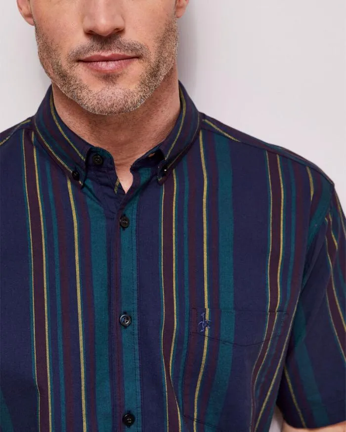 Cotton Traders Shirts Short Sleeve Patterned Oxford Shirt 8211 Men