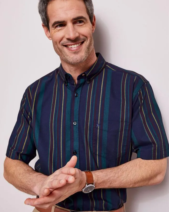Cotton Traders Shirts Short Sleeve Patterned Oxford Shirt 8211 Men