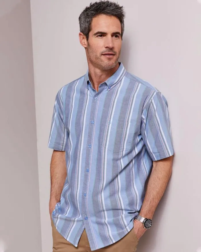 Cotton Traders Shirts Short Sleeve Patterned Oxford Shirt 8211 Men