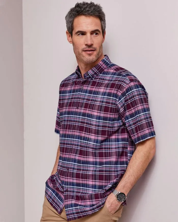 Cotton Traders Shirts Short Sleeve Patterned Oxford Shirt 8211 Men