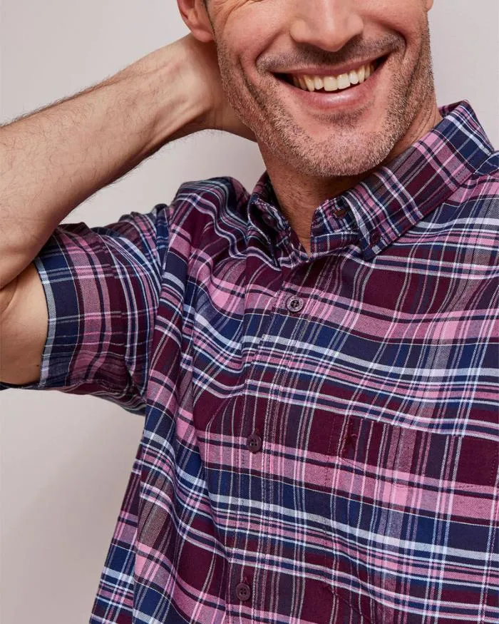 Cotton Traders Shirts Short Sleeve Patterned Oxford Shirt 8211 Men