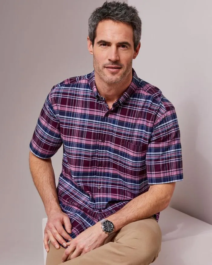 Cotton Traders Shirts Short Sleeve Patterned Oxford Shirt 8211 Men