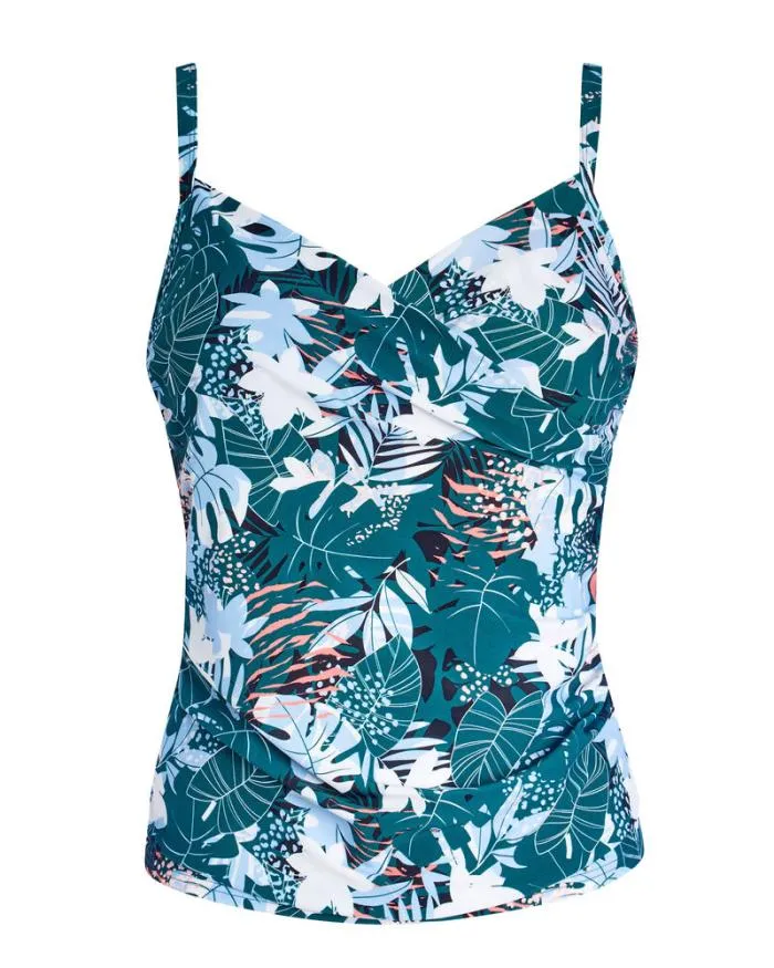 Cotton Traders Swimwear Gathered Front Print Tankini Top 8211 Women