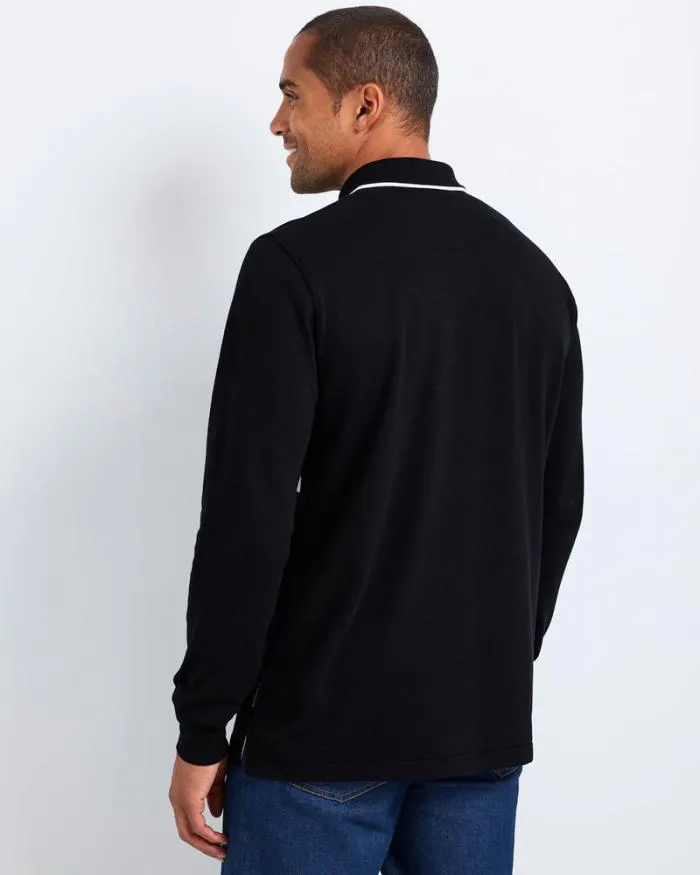 Cotton Traders Tops and TShirts Guinness Long Sleeve Zip Neck Polo Shirt 8211 Men