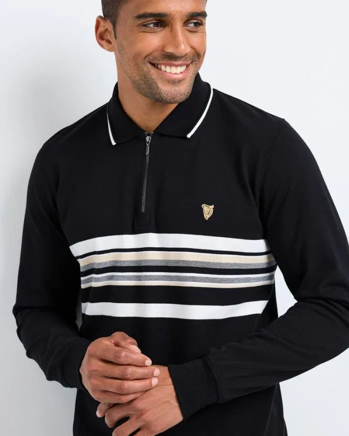 Cotton Traders Tops and TShirts Guinness Long Sleeve Zip Neck Polo Shirt 8211 Men
