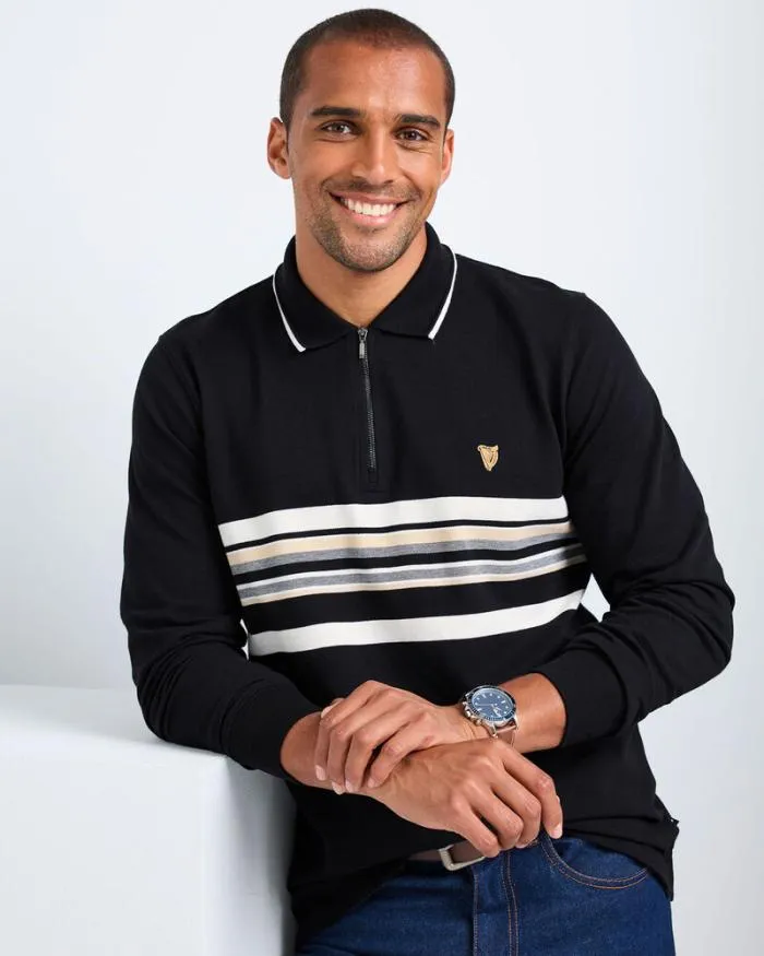 Cotton Traders Tops and TShirts Guinness Long Sleeve Zip Neck Polo Shirt 8211 Men