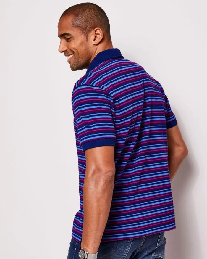 Cotton Traders Tops and TShirts Short Sleeve Stripe Polo Shirt 8211 Men