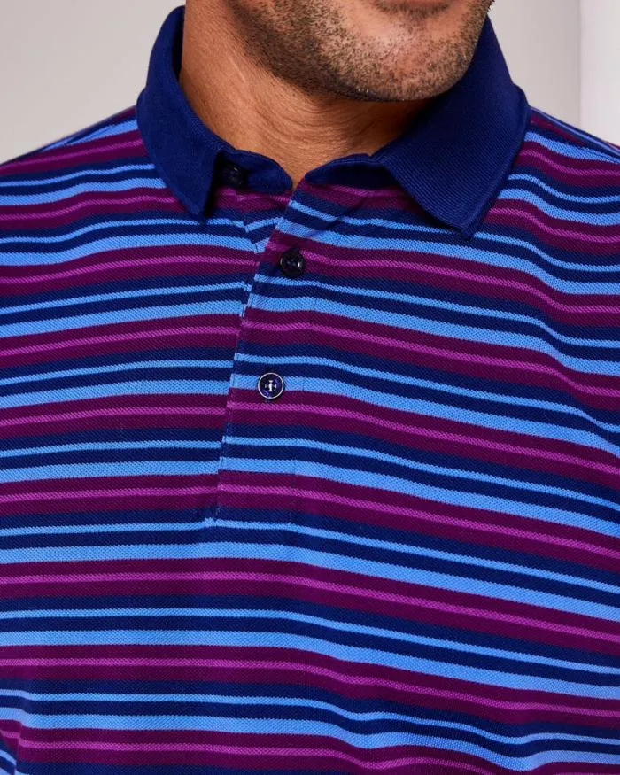 Cotton Traders Tops and TShirts Short Sleeve Stripe Polo Shirt 8211 Men