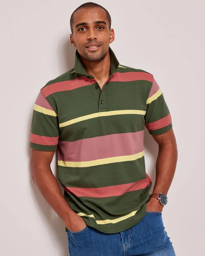 Cotton Traders Tops and TShirts Short Sleeve Stripe Polo Shirt 8211 Men