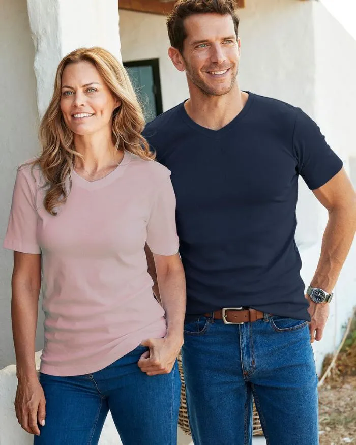 Cotton Traders Tops and TShirts Short Sleeve VNeck Base Layer 8211 WomenMenUnisex