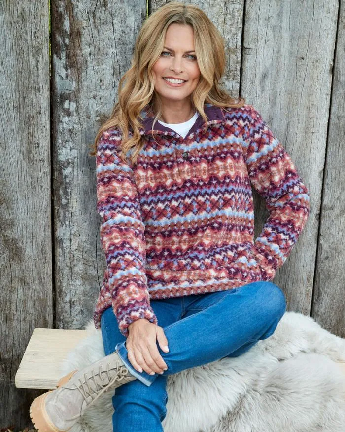 Cotton Traders Tops and TShirts Soft ButtonNeck Fleece 8211 WomenMenUnisex