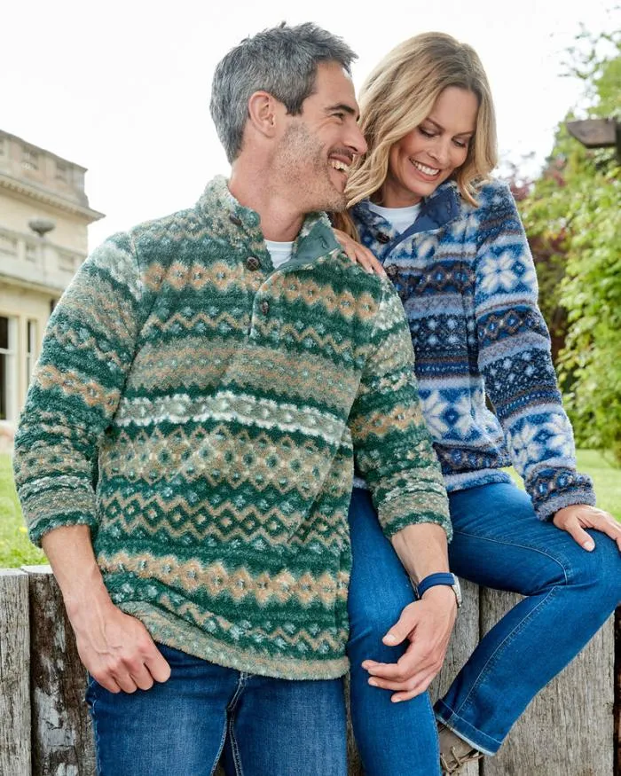 Cotton Traders Tops and TShirts Soft ButtonNeck Fleece 8211 WomenMenUnisex