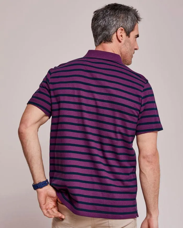 Cotton Traders Tops and TShirts Textured Stripe Polo Shirt 8211 Men