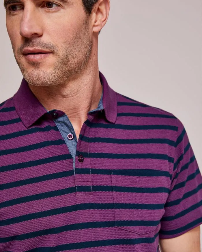 Cotton Traders Tops and TShirts Textured Stripe Polo Shirt 8211 Men