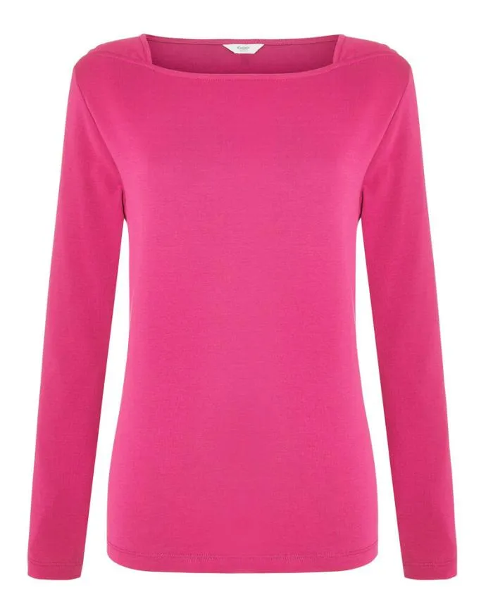 Cotton Traders Tops and TShirts Wrinkle Free Long Sleeve Square Neck Jersey Top 8211 Women