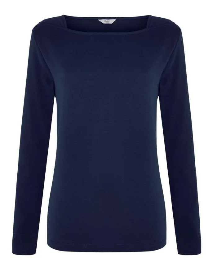 Cotton Traders Tops and TShirts Wrinkle Free Long Sleeve Square Neck Jersey Top 8211 Women