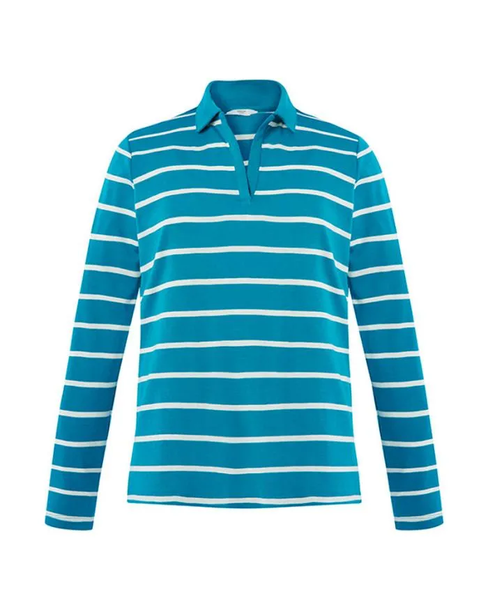 Cotton Traders Tops and TShirts Wrinkle Free Long Sleeve Stripe Jersey Polo Shirt 8211 Women Cotton Traders Tops and TShirts Wrinkle Free Long Sleeve Stripe Jersey Polo Shirt 8211 Women