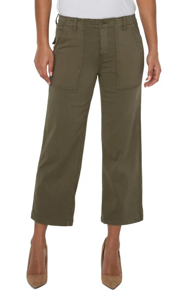 CROPS Women Liverpool Los Angeles CARGO WIDE LEG CROP Myrtle Green